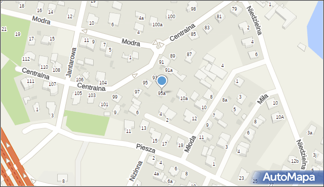Białe Błota, Centralna, 95a, mapa Białe Błota