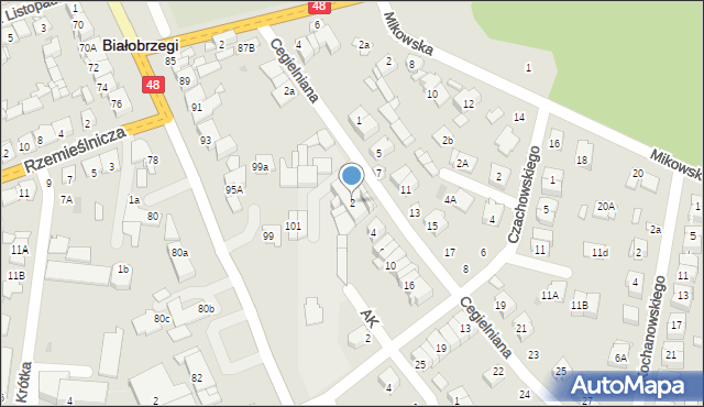 Białobrzegi, Cegielniana, 2, mapa Białobrzegi