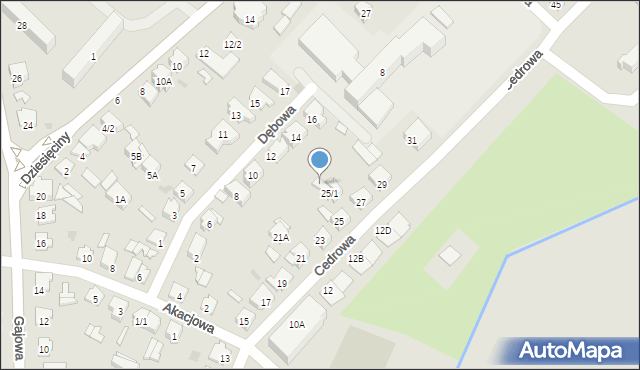 Białystok, Cedrowa, 25A, mapa Białegostoku