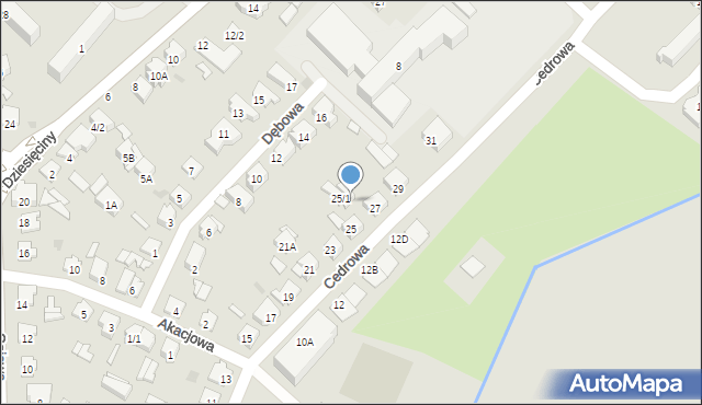 Białystok, Cedrowa, 27A, mapa Białegostoku