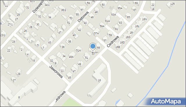Białystok, Cedrowa, 53, mapa Białegostoku