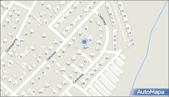 Białystok, Cedrowa, 65A, mapa Białegostoku