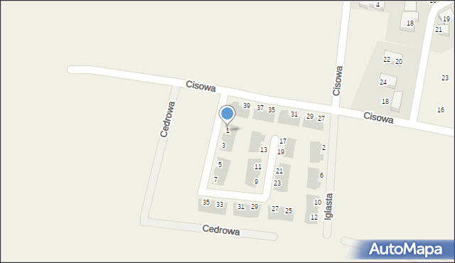 Bielany Wrocławskie, Cedrowa, 1, mapa Bielany Wrocławskie