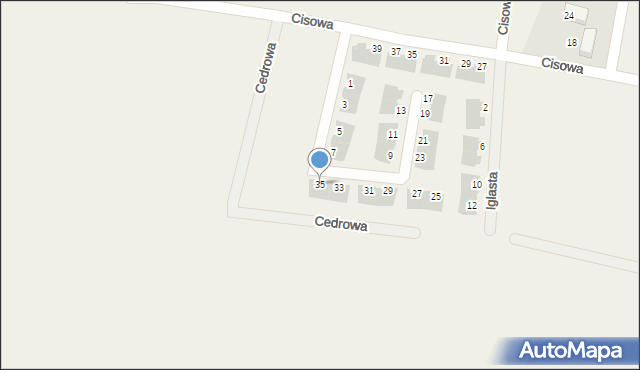 Bielany Wrocławskie, Cedrowa, 35, mapa Bielany Wrocławskie