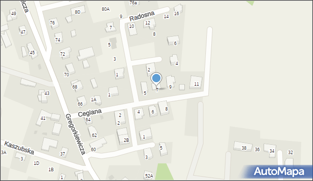 Bielkówko, Ceglana, 7, mapa Bielkówko