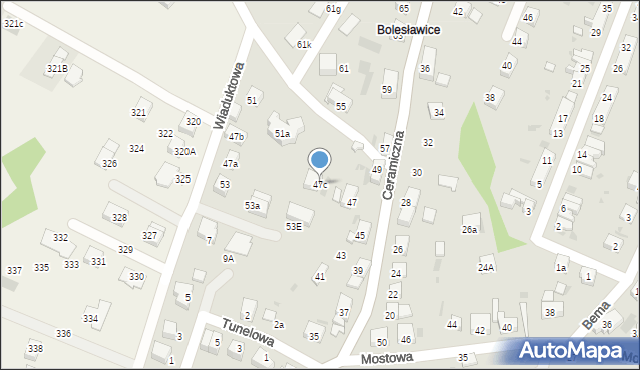 Bolesławiec, Ceramiczna, 47c, mapa Bolesławca