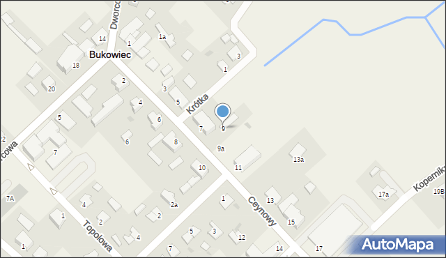 Bukowiec, Ceynowy Floriana, dr., 9, mapa Bukowiec