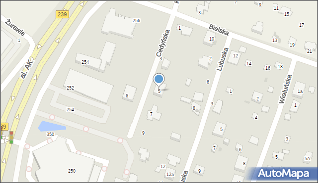 Bydgoszcz, Cedyńska, 5, mapa Bydgoszczy