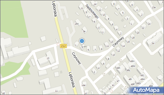 Bytów, Ceynowy Floriana, dr., 3, mapa Bytów