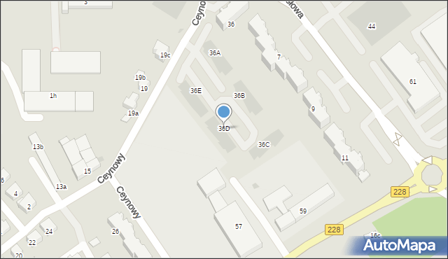 Bytów, Ceynowy Floriana, dr., 36D, mapa Bytów