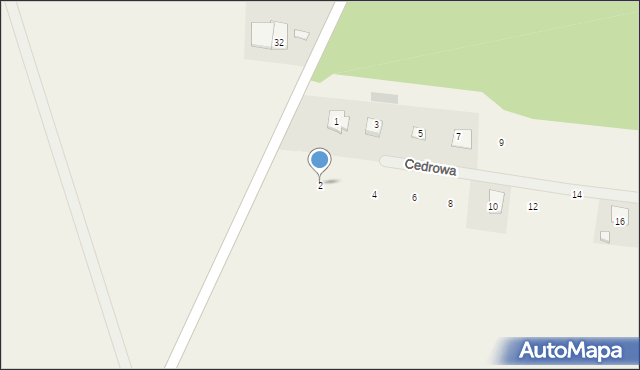 Cedrowice-Parcela, Cedrowa, 2, mapa Cedrowice-Parcela