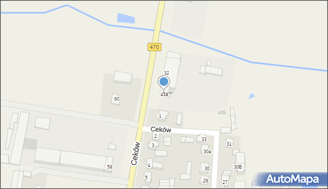 Ceków, Ceków, 43a, mapa Ceków