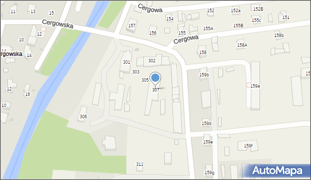 Cergowa, Cergowa, 307, mapa Cergowa