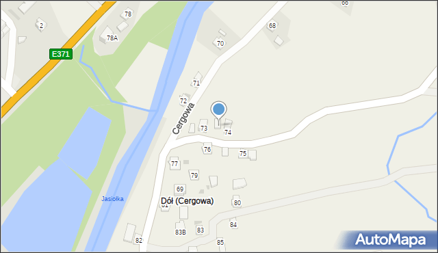 Cergowa, Cergowa, 74a, mapa Cergowa