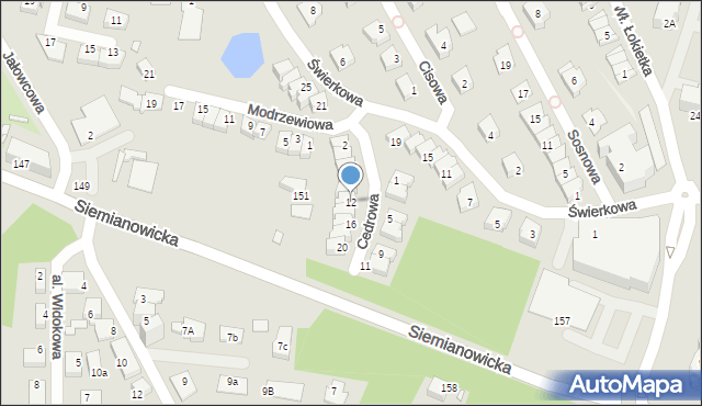 Chorzów, Cedrowa, 12, mapa Chorzów