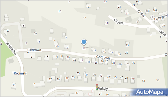 Czaniec, Cedrowa, 11, mapa Czaniec