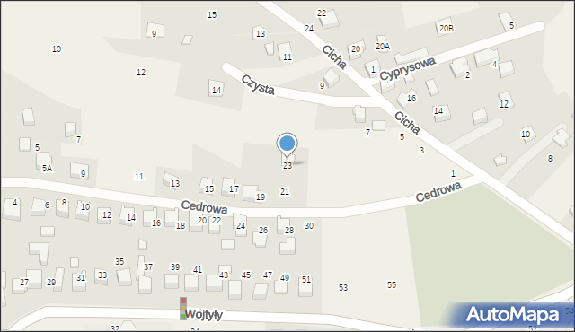 Czaniec, Cedrowa, 23, mapa Czaniec