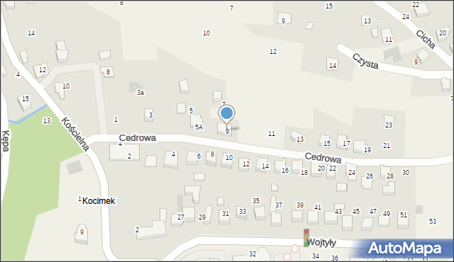 Czaniec, Cedrowa, 9, mapa Czaniec