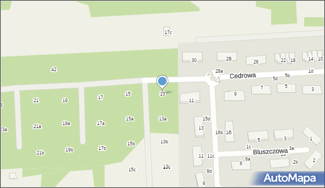 Czarny Las, Cedrowa, 13, mapa Czarny Las