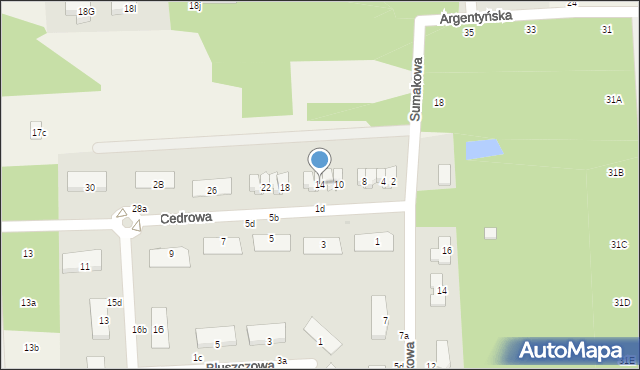 Czarny Las, Cedrowa, 14, mapa Czarny Las