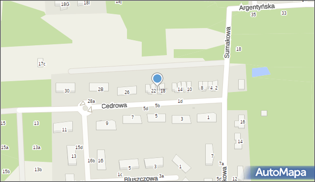 Czarny Las, Cedrowa, 20, mapa Czarny Las