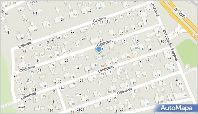 Częstochowa, Cedrowa, 17, mapa Częstochowy