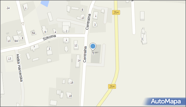 Dąbrowa, Centralna, 5, mapa Dąbrowa