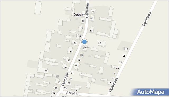 Dębsk, Centralna, 87, mapa Dębsk