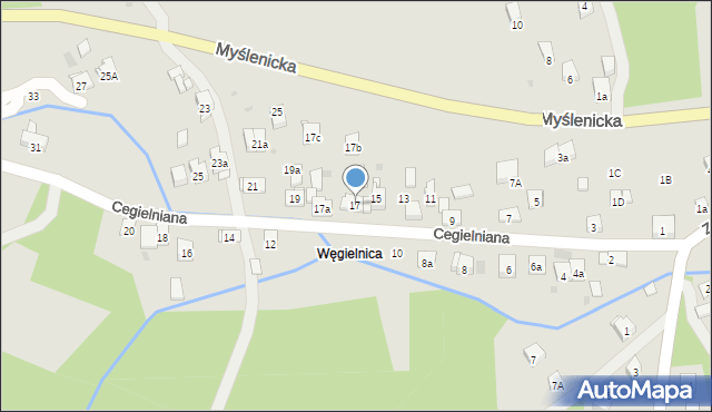 Dobczyce, Cegielniana, 17, mapa Dobczyce
