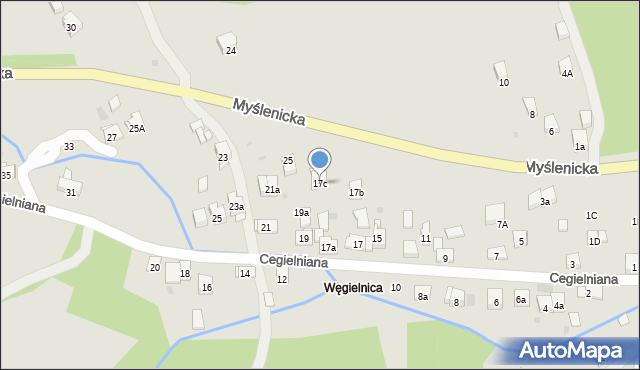 Dobczyce, Cegielniana, 17c, mapa Dobczyce