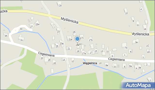 Dobczyce, Cegielniana, 19a, mapa Dobczyce