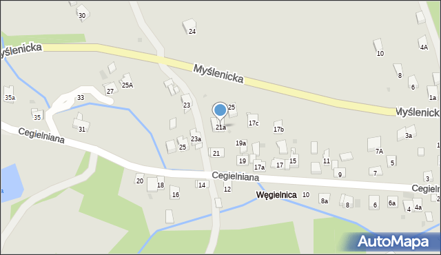 Dobczyce, Cegielniana, 21a, mapa Dobczyce