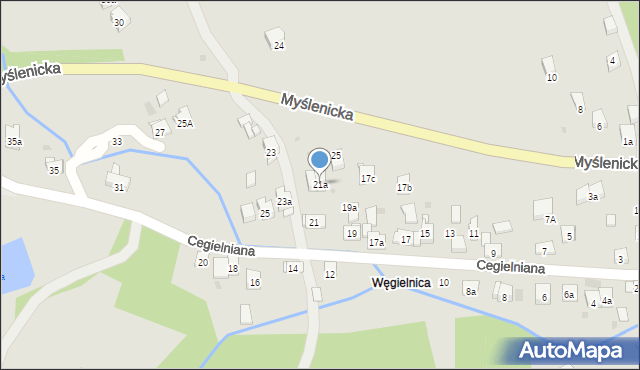 Dobczyce, Cegielniana, 21a, mapa Dobczyce