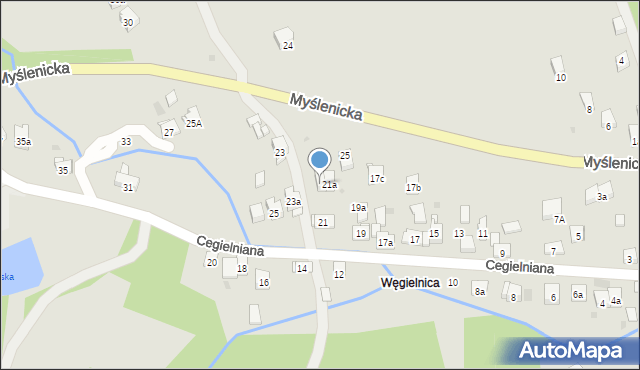 Dobczyce, Cegielniana, 21b, mapa Dobczyce