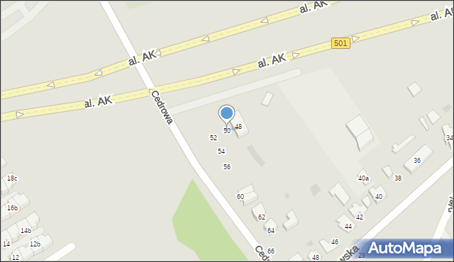 Gdańsk, Cedrowa, 50, mapa Gdańska