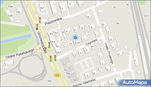 Gdańsk, Ceynowy Floriana, dr., 2, mapa Gdańska