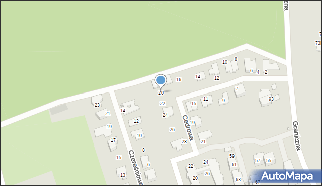 Gliwice, Cedrowa, 20, mapa Gliwic