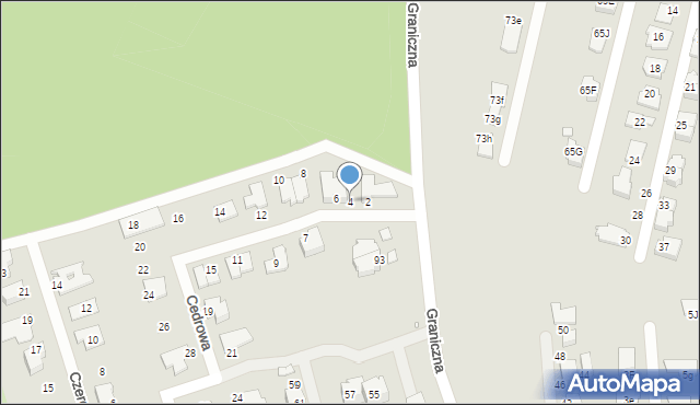 Gliwice, Cedrowa, 4, mapa Gliwic