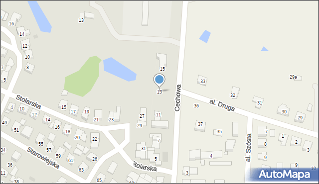 Gniezno, Cechowa, 13, mapa Gniezna