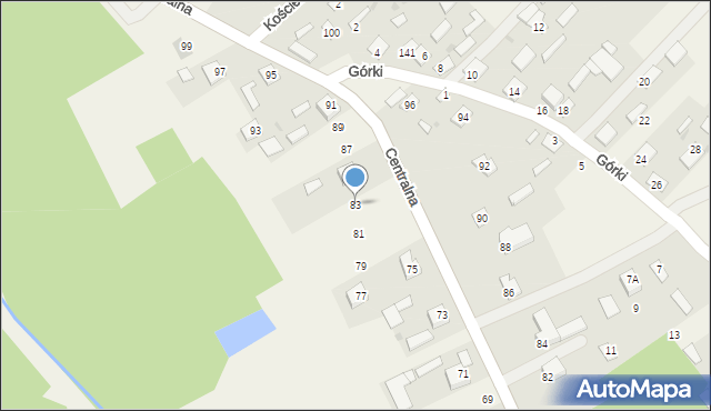 Górno, Centralna, 83, mapa Górno