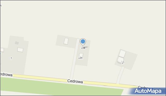 Grabiny-Zameczek, Cedrowa, 13B, mapa Grabiny-Zameczek