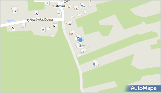 Jaworzno, Cezarówka Dolna, 18a, mapa Jaworzno