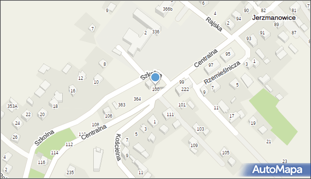Jerzmanowice, Centralna, 100, mapa Jerzmanowice