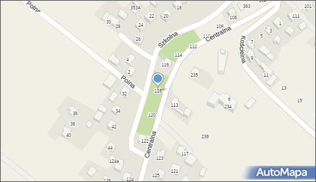 Jerzmanowice, Centralna, 118, mapa Jerzmanowice