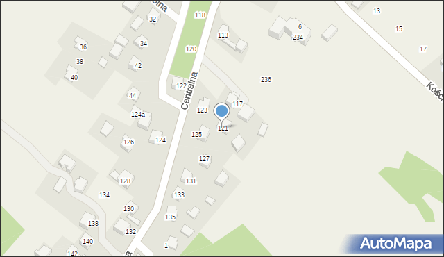 Jerzmanowice, Centralna, 121, mapa Jerzmanowice