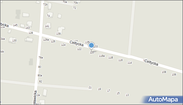 Kalisz, Celtycka, 120, mapa Kalisza