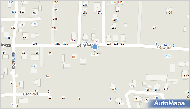 Kalisz, Celtycka, 14-16, mapa Kalisza