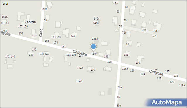 Kalisz, Celtycka, 145, mapa Kalisza