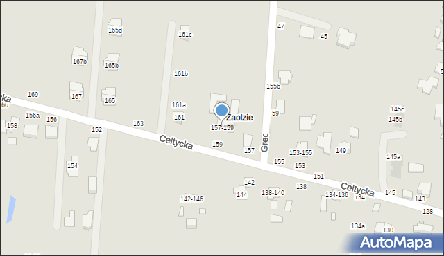 Kalisz, Celtycka, 157-159, mapa Kalisza