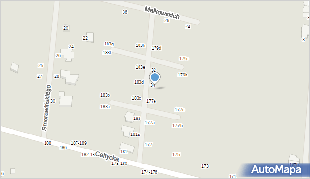 Kalisz, Celtycka, 177g, mapa Kalisza